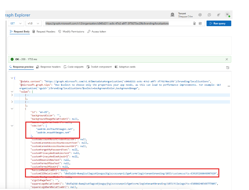 A locale entry showing the cdnList array and the customCSSRelativeUrl property.